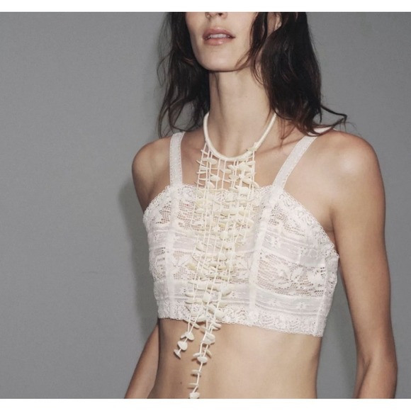 Zara Faux Shell Mother of Pearl Cascading Statement Piece Necklace